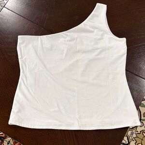 Cache White One-Shoulder Tank Top